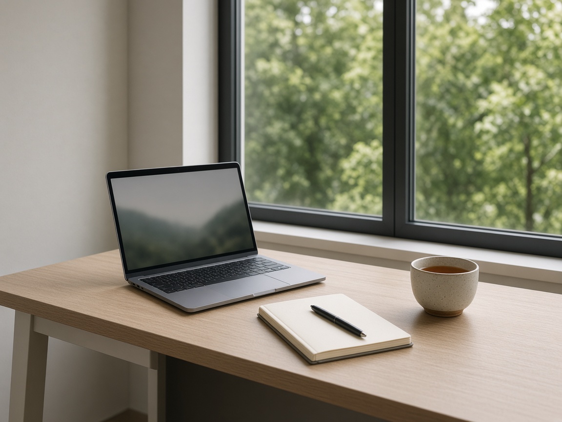 Quiet desk by a window